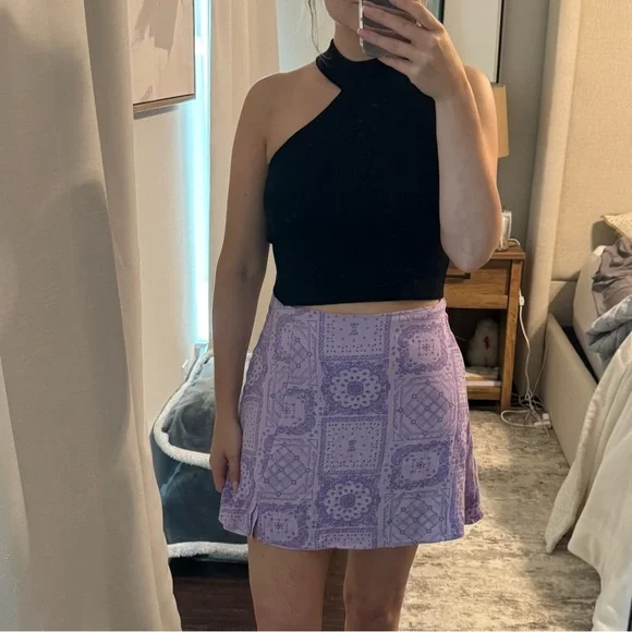 Lavender Purple Patterned Women's Casual Skirt - Picture 3 of 9